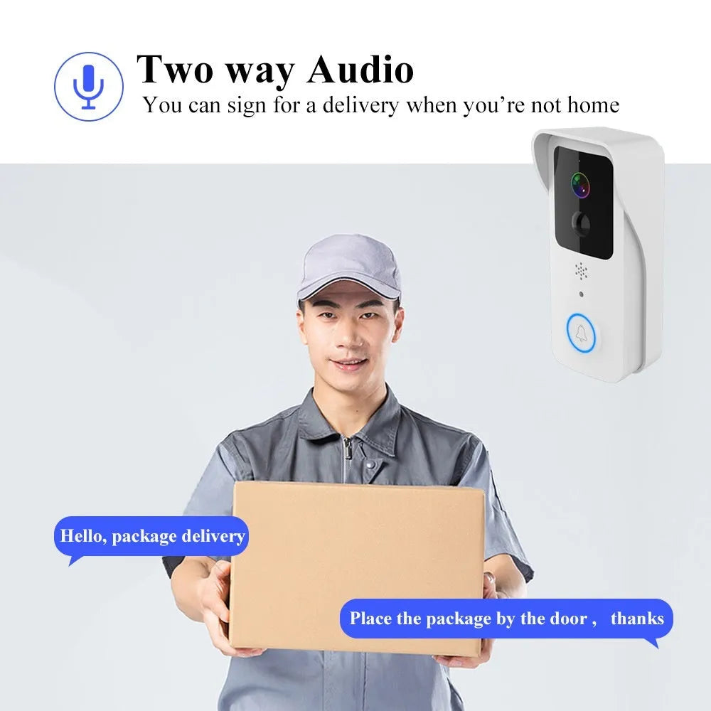 Smart home waterproof HD visual doorbell intercom unit in black or white.