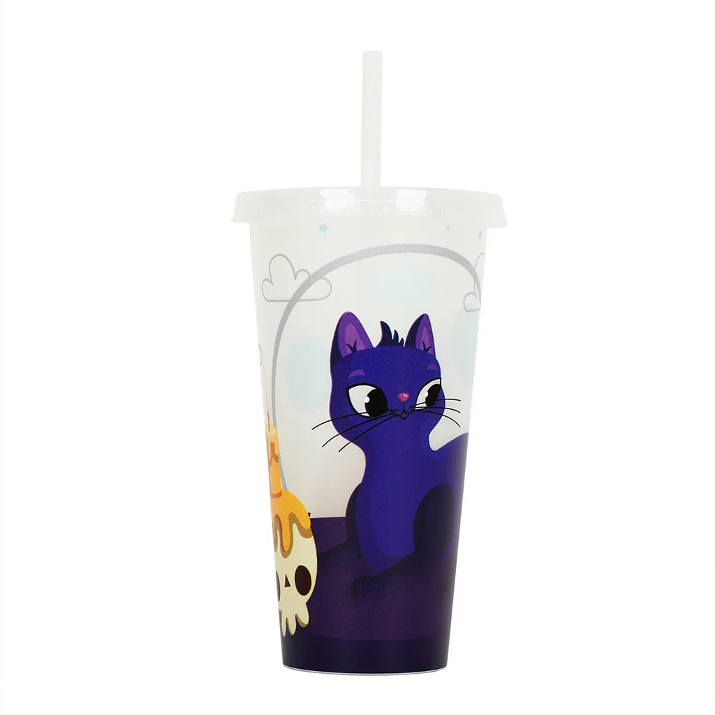 Halloween luminous plastic straw cup with 720ml capacity and cylindrical design