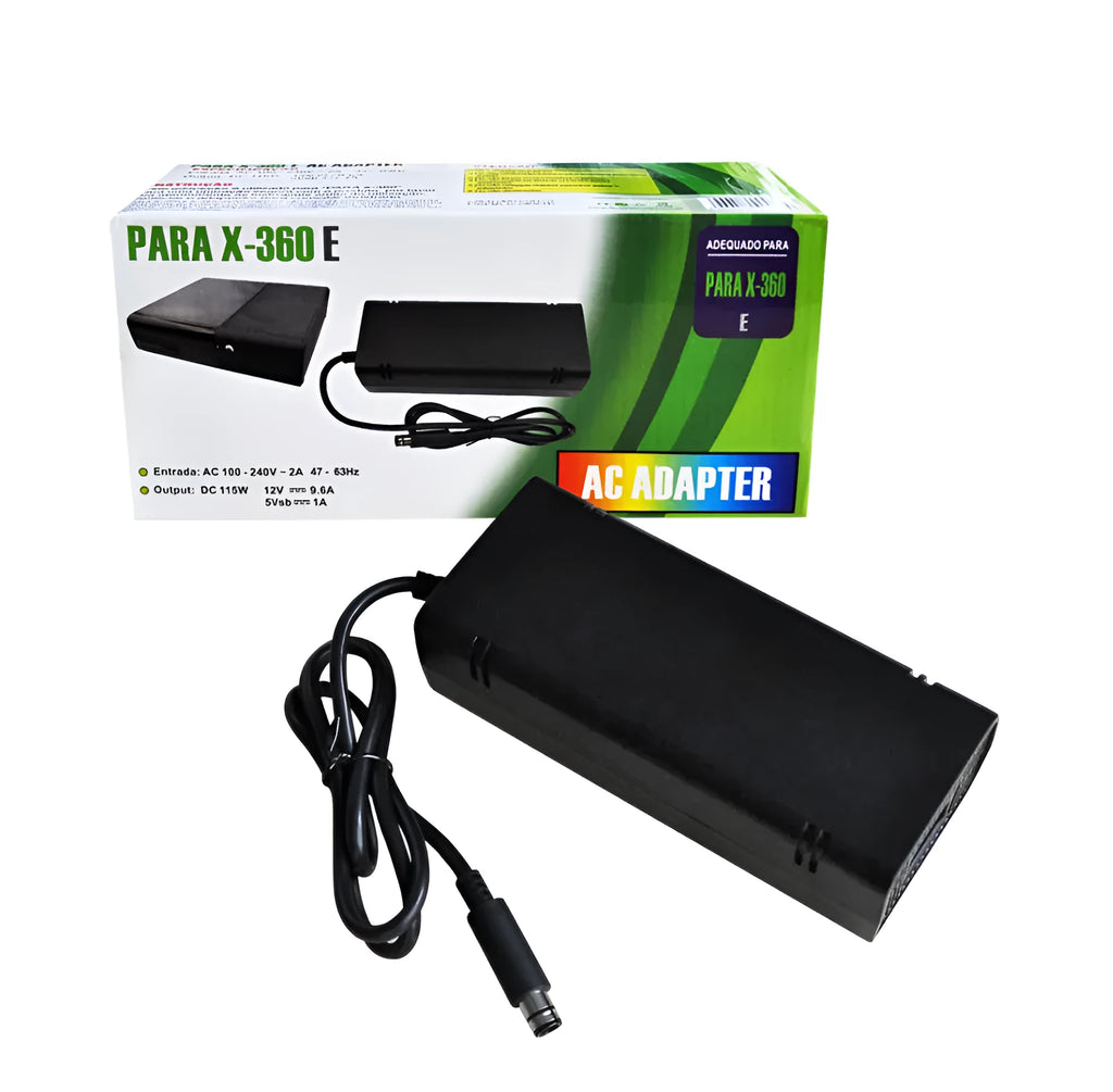 Black Microsoft XBOX360E power adapter with cable for 220V domestic use