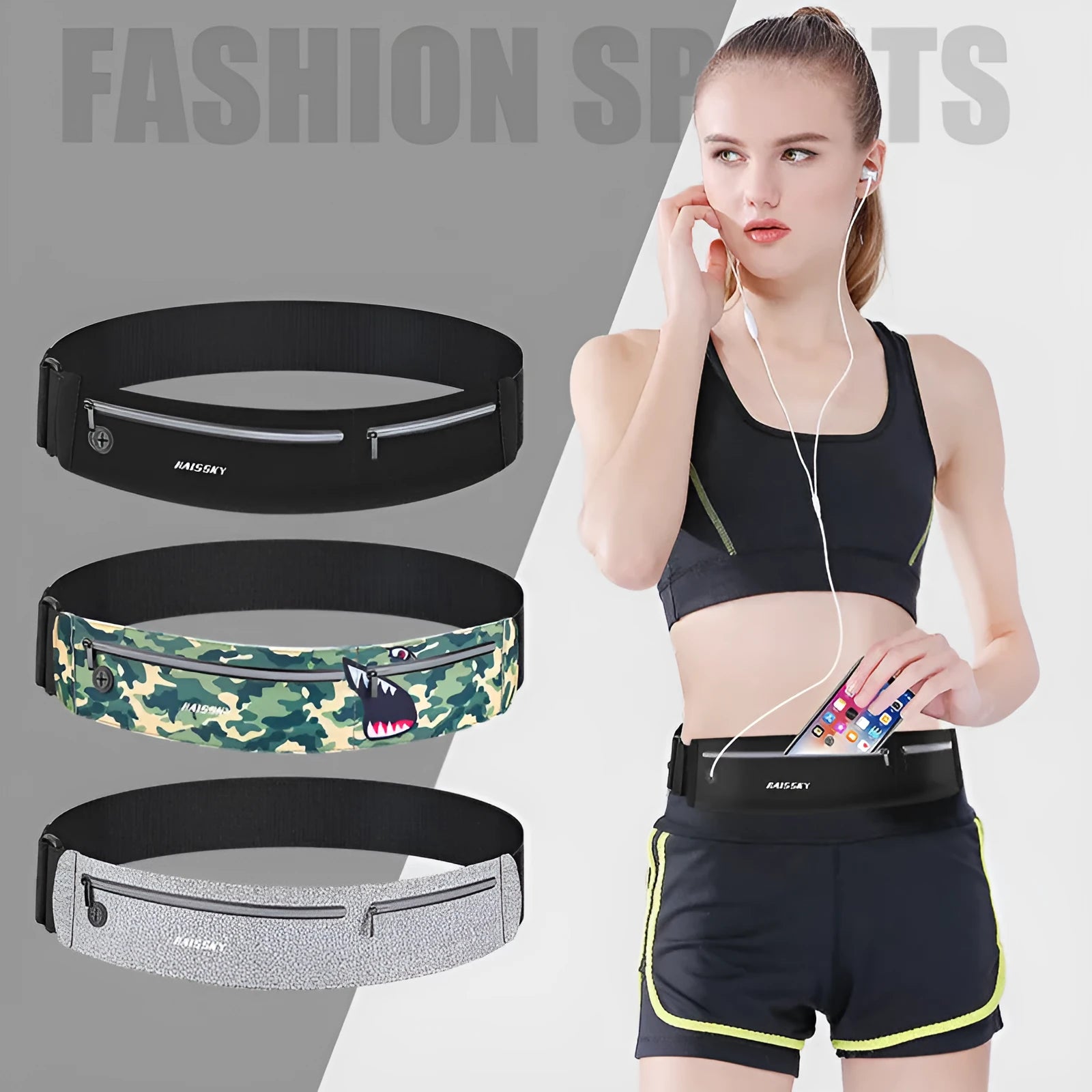 Unisex outdoor waterproof waist bag in camouflage crocodile colour with 8-inch storage capacity