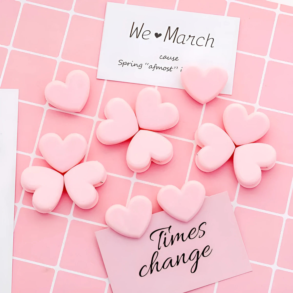 Pink love clip heart-shaped decoration 3.2 by 2.5 cm for holding photos or cards