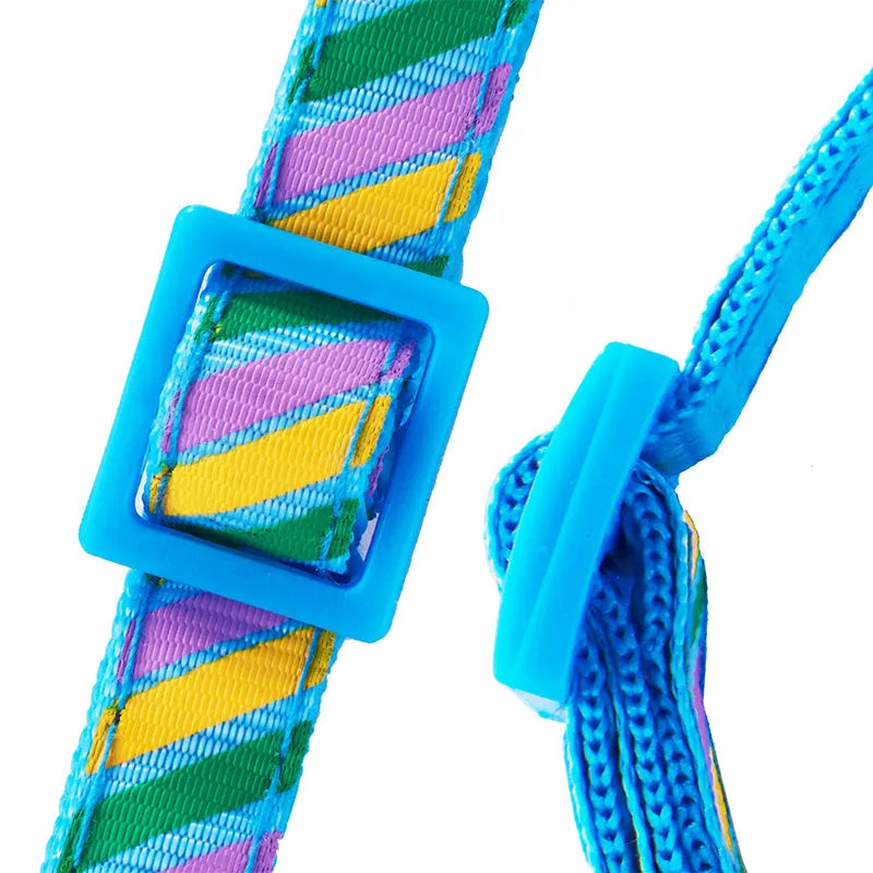 Twill printed cloth collar with bells for cats or small dogs, adjustable 19-32cm, in blue