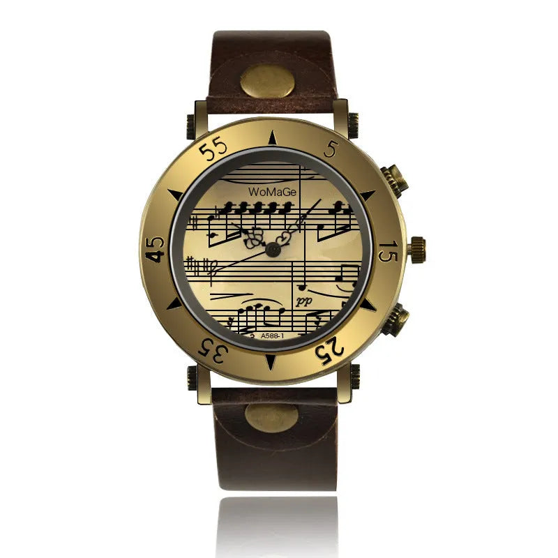 Men's music symbol fashion watch showing musical note design in multiple colour options
