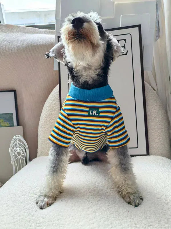 Warm cute striped polyester pet coat for dogs in red, size S to XL