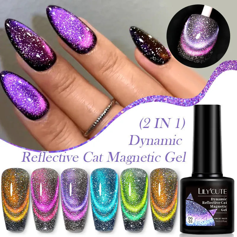 Diamond In The Debris Cat Eye Series UV Gel Polish bottle in one of six colour styles with nail glue.