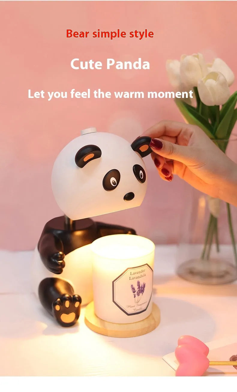 Panda-shaped aromatherapy wax melting table lamp with ambience light function, modern simplicity design, 220V