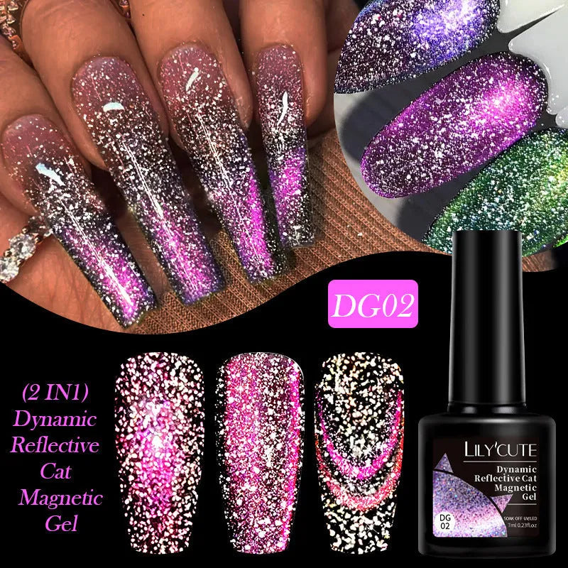 Diamond In The Debris Cat Eye Series UV Gel Polish bottle in one of six colour styles with nail glue.