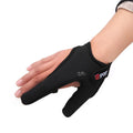 Two finger fishing glove in camouflage colour showing diving cloth back and microfiber palm.