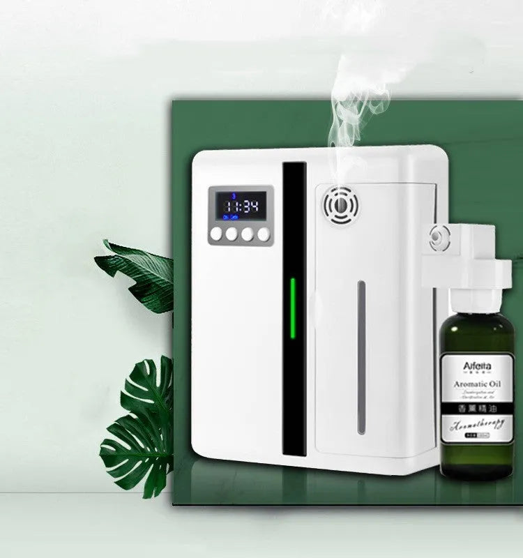 Wall mounted automatic perfume spray machine in white or black for home hotel aromatherapy with plug-in power