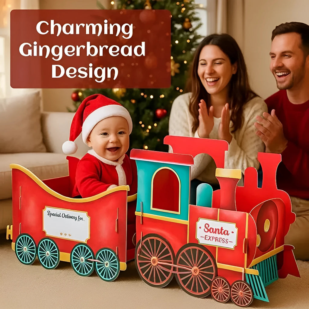 Santa Claus gift train plastic Christmas decoration in American style for home display