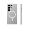 Samsung magnetic frosted PC phone case in Gulf blue and frosted white for S24 and S24 Ultra.