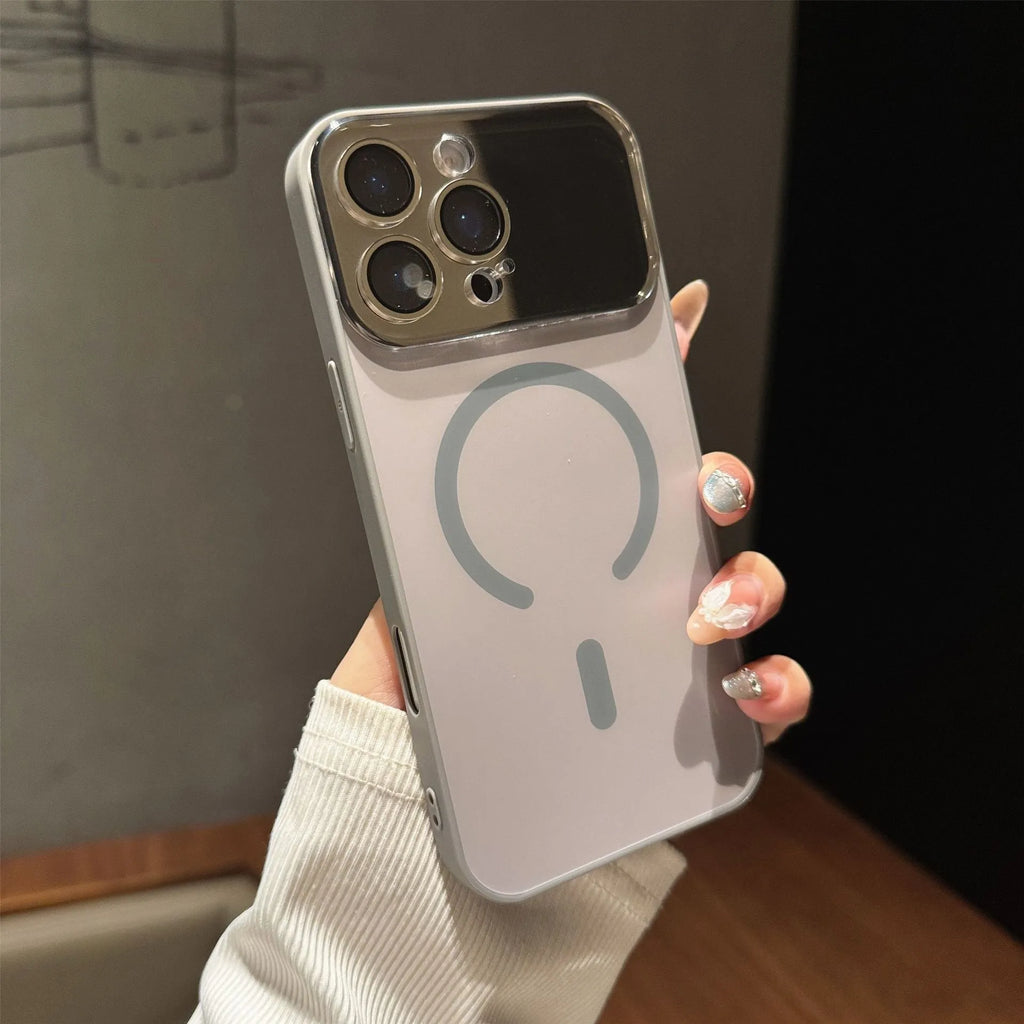 Frosted magnetic phone case for iPhone 15 to 17 series, shockproof PC shell in black colour