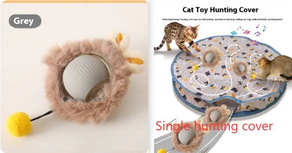 Self-hi funny cat rolling ball toy in silicone with grey green red colour options