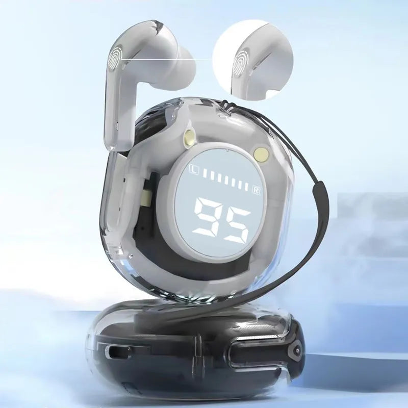 Wireless Bluetooth headset with 30mAh earbuds and 200mAh charging case, Type-C, digital display, five colours