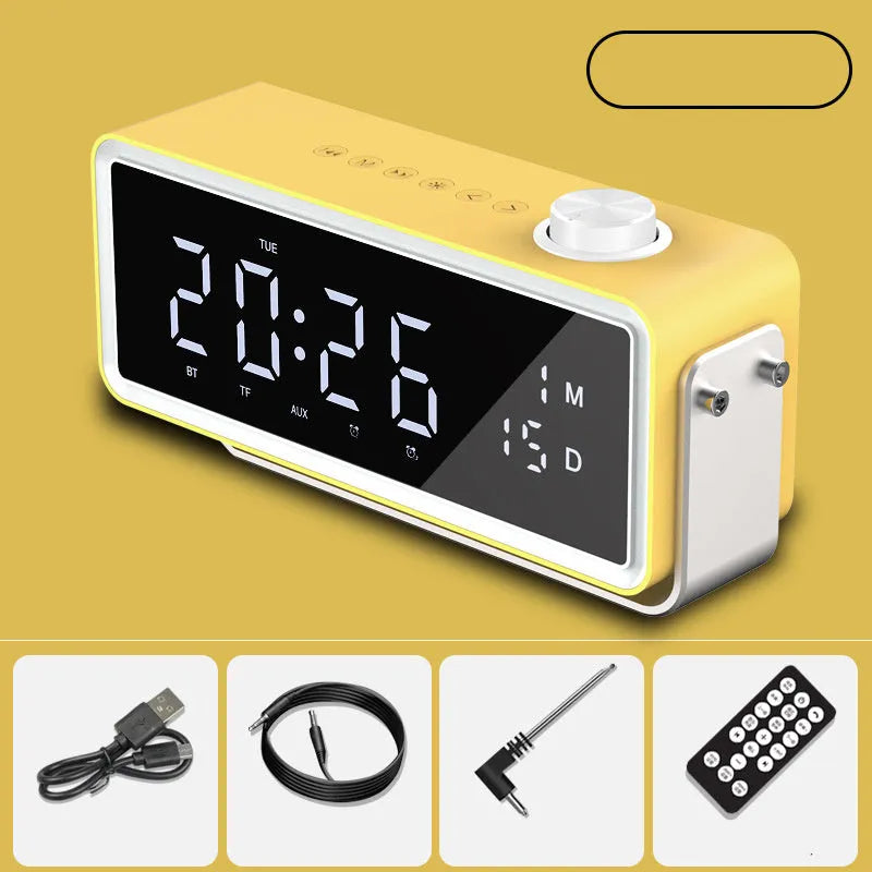 K5 smart alarm clock speaker with dual speakers and bass diaphragm in black