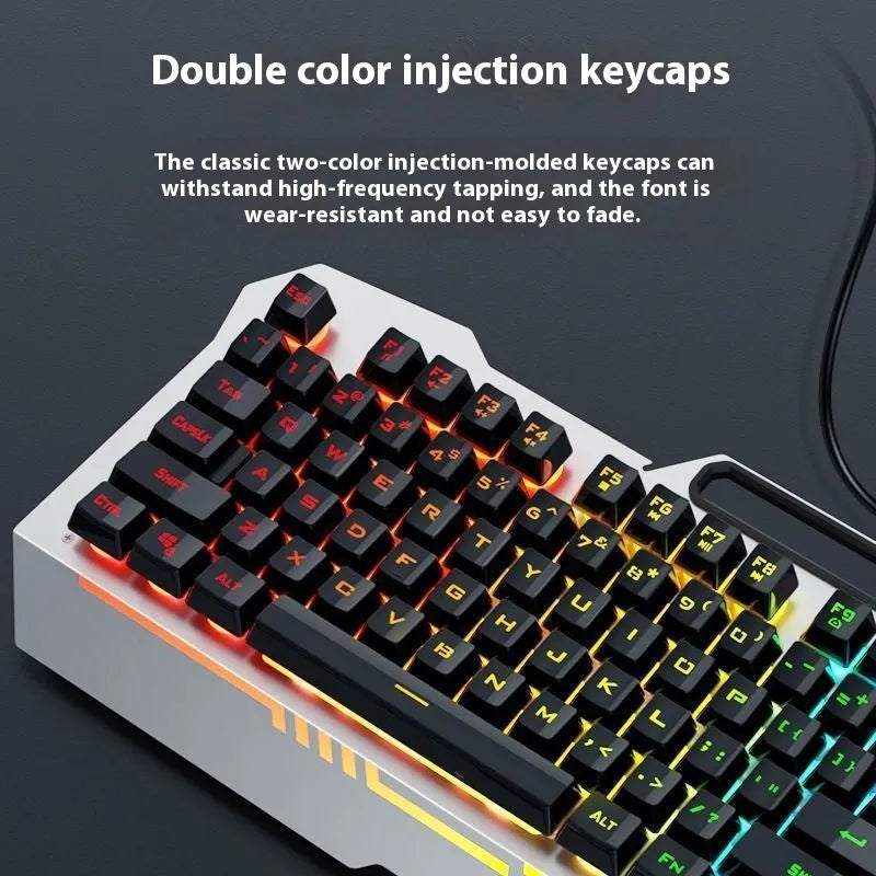 F3010 black mechanical keyboard and mouse bundle with RGB backlighting on a desk