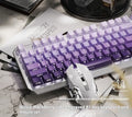 Silver white 87-key wired mechanical keyboard with side engraving and white backlight on a desk