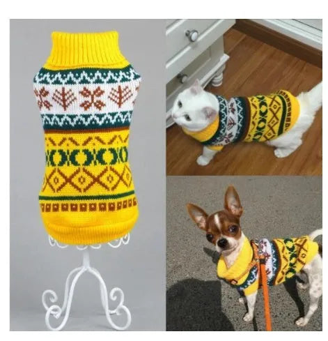 Acrylic dog sweater in casual style available in black, grey, red, yellow sizes XS to XXL