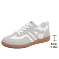 Women's retro colour matching lace-up jogging shoes with low platform heel and cross strap details