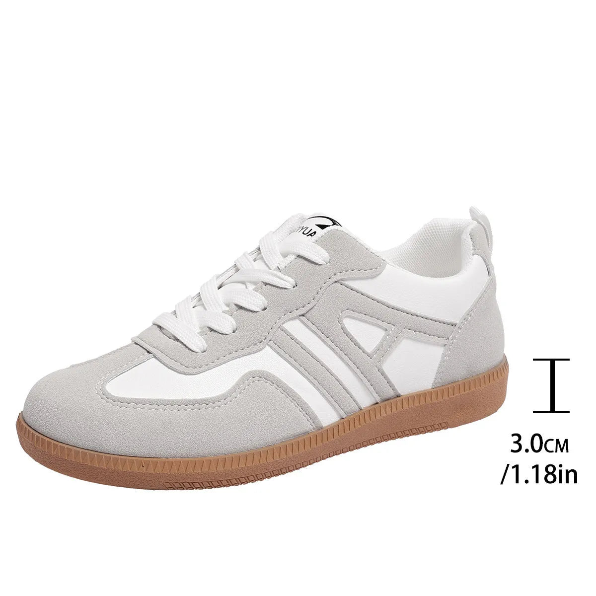 Women's retro colour matching lace-up jogging shoes with low platform heel and cross strap details