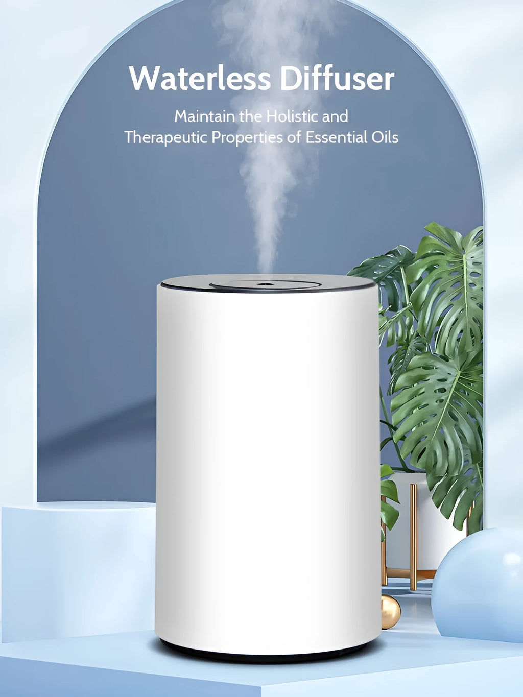 Black rechargeable car air freshener diffuser with automatic mist spray in vehicle cup holder