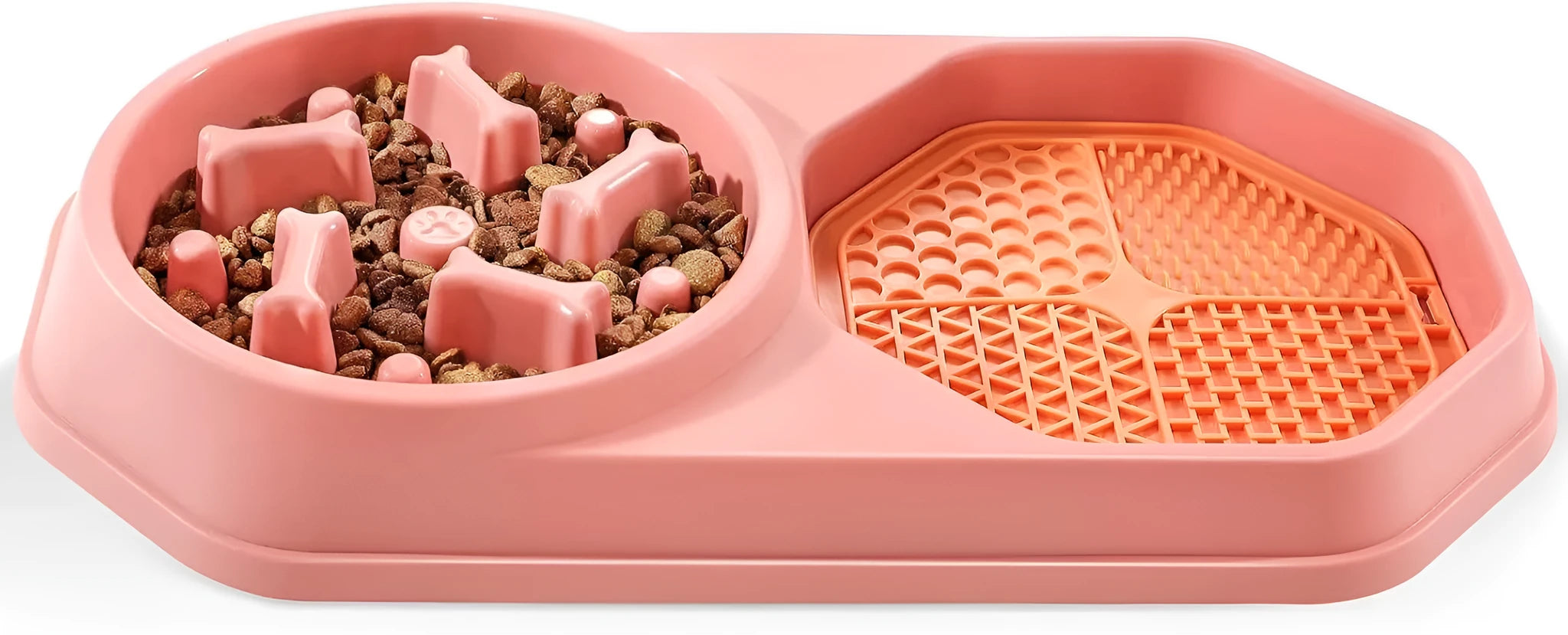 Blue slow feeder puzzle dog bowl with raised ridges and non-slip base for small to medium dogs