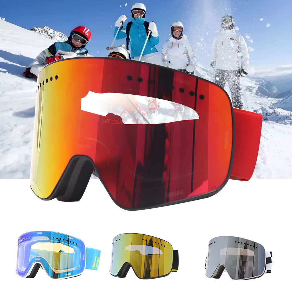 Double Italian Anti-fog ski glasses with TPU+PC frame, multi-colour options, double-layer lens for eye protection