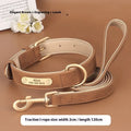 Reversible blue leather and mohair dog collar and lead set shown on both sides.