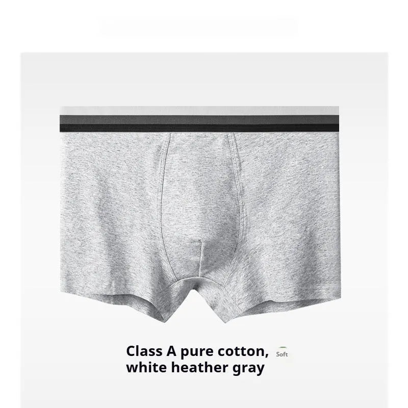 New men's cotton Class A cotton solid colour mid waist knickers in dark gray melange