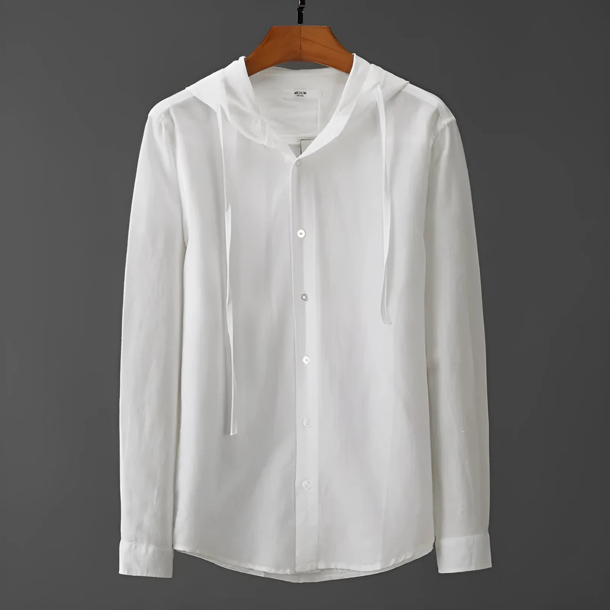 Men's hooded striped long sleeve shirt with wool lining, plus size, in white black gray sky blue apricot