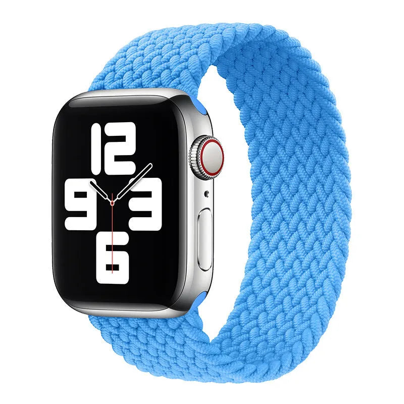 Elastic nylon braided rainbow watch strap for Apple Watch 38mm to 45mm, woven fabric, multiple colour options