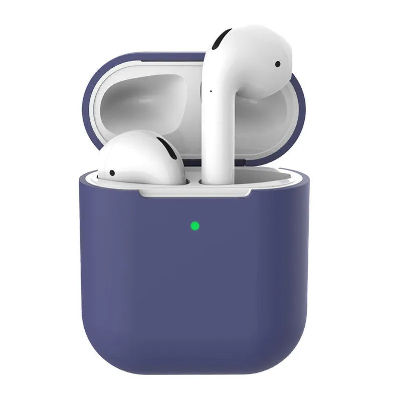 Silicone clamshell protection case for Apple AirPods 2 wireless earphones in multiple colour options.