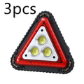 Triangular red warning light, ABS body, 20W COB+LED, rechargeable 18650, hand pressure, with USB cable and four AA batteries