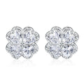 Zeng Yin 925 silver four-leaf clover earrings with zircon stones and heart design in white gold colour