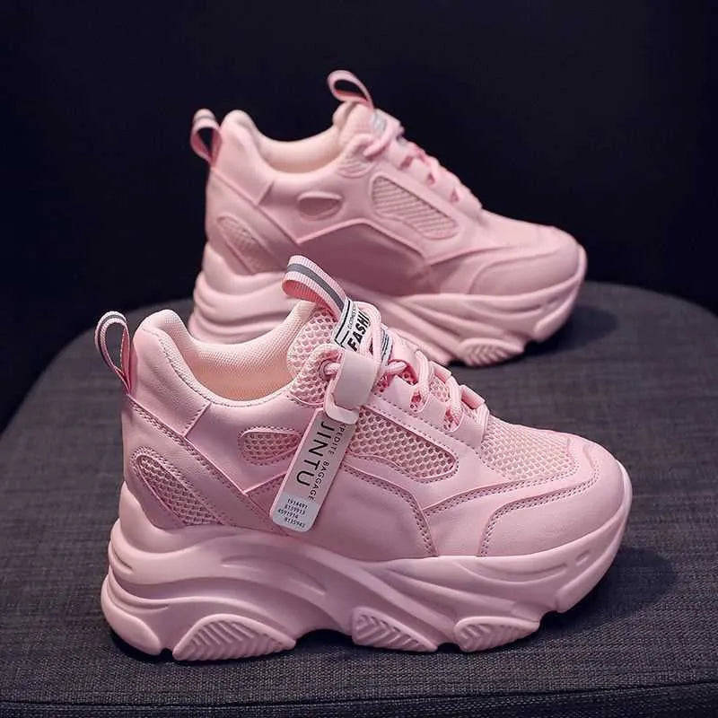 Women's casual mesh platform shoes in various colours with TPR soles
