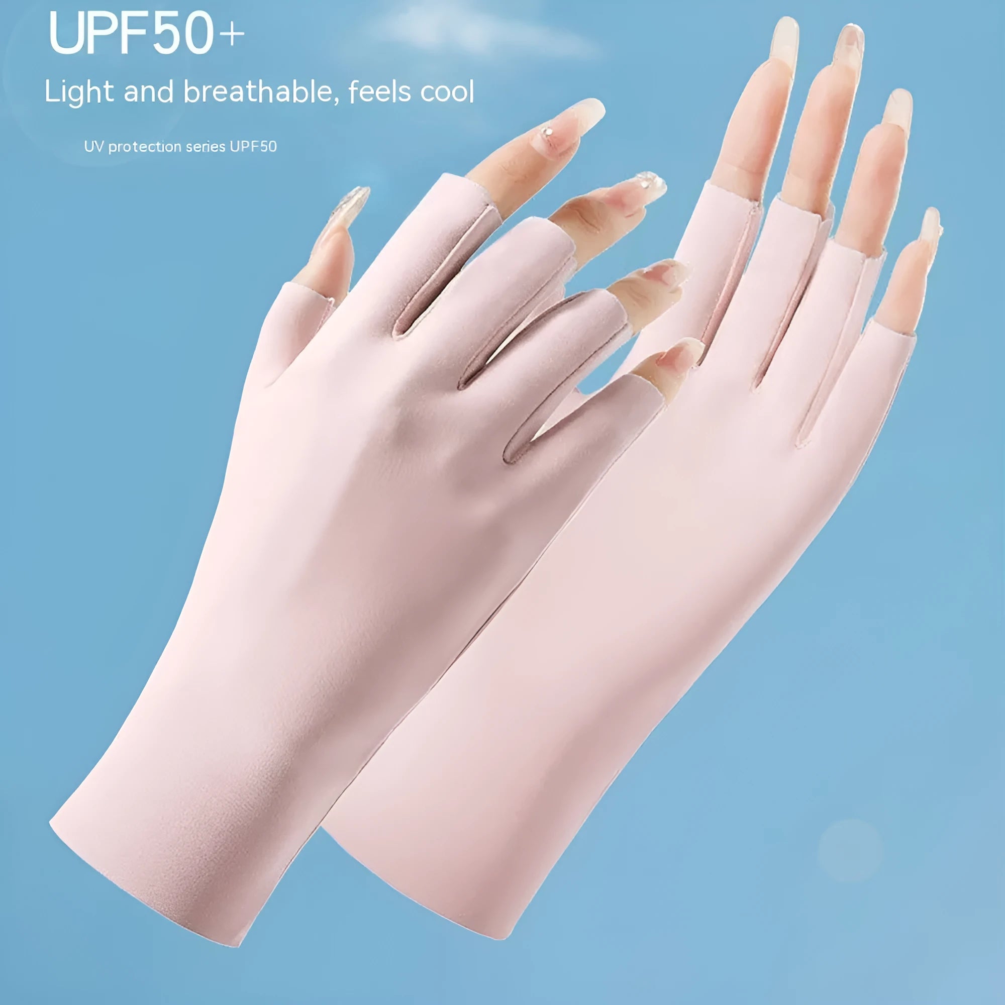 Women's thin ice silk sunscreen gloves with UPF50 UV protection in multiple colour options
