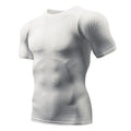 Men's sports running short sleeve top in black Lycra spandex slim fit