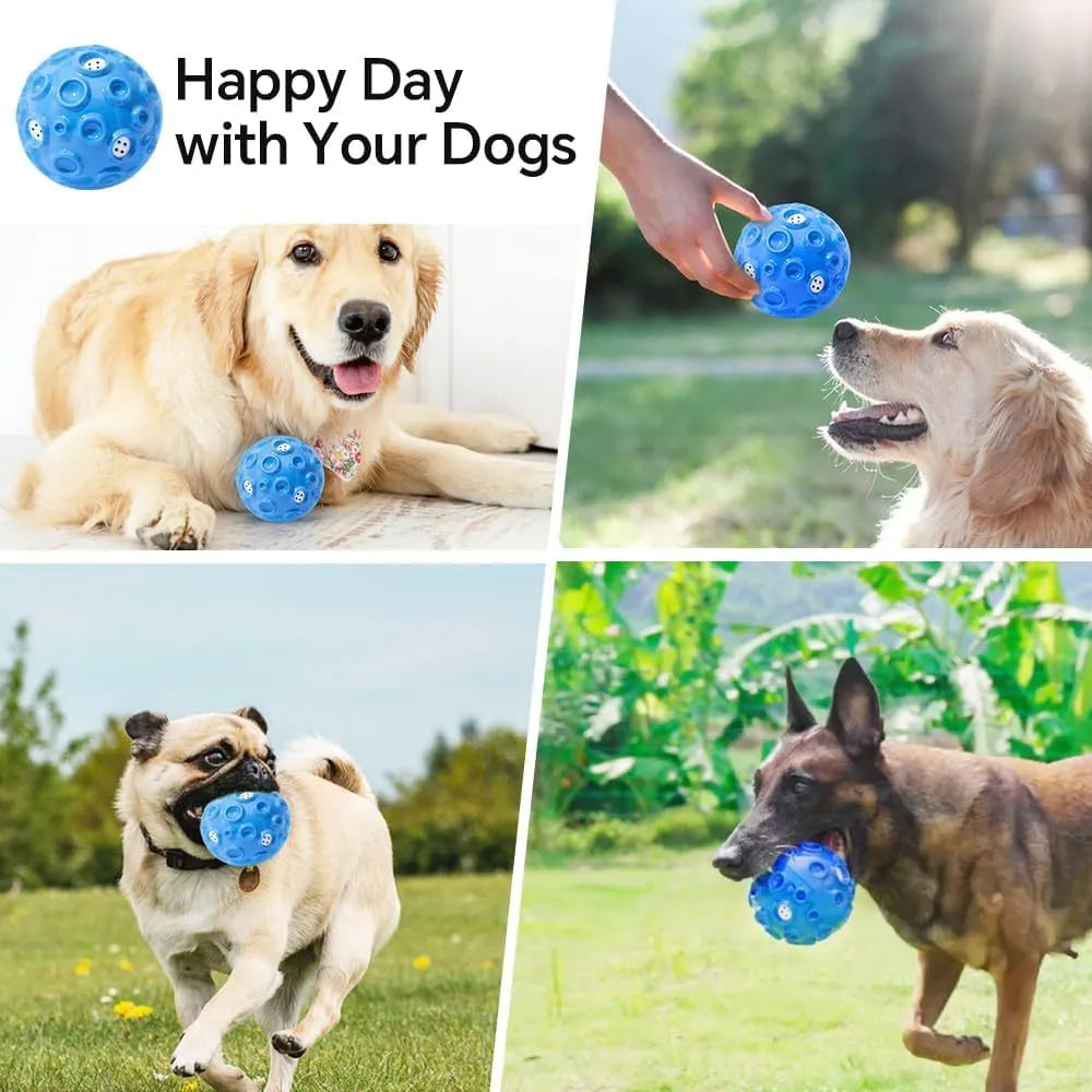 Durable rubber dog toy ball with squeaker sound for aggressive chewers in multiple colours