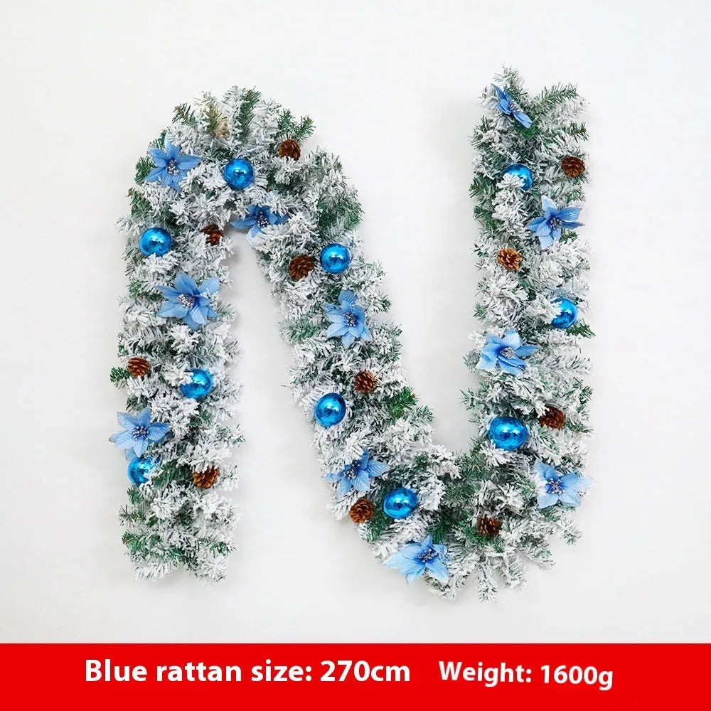 PVC rattan Christmas garland with flocked texture in a choice of festive colours.