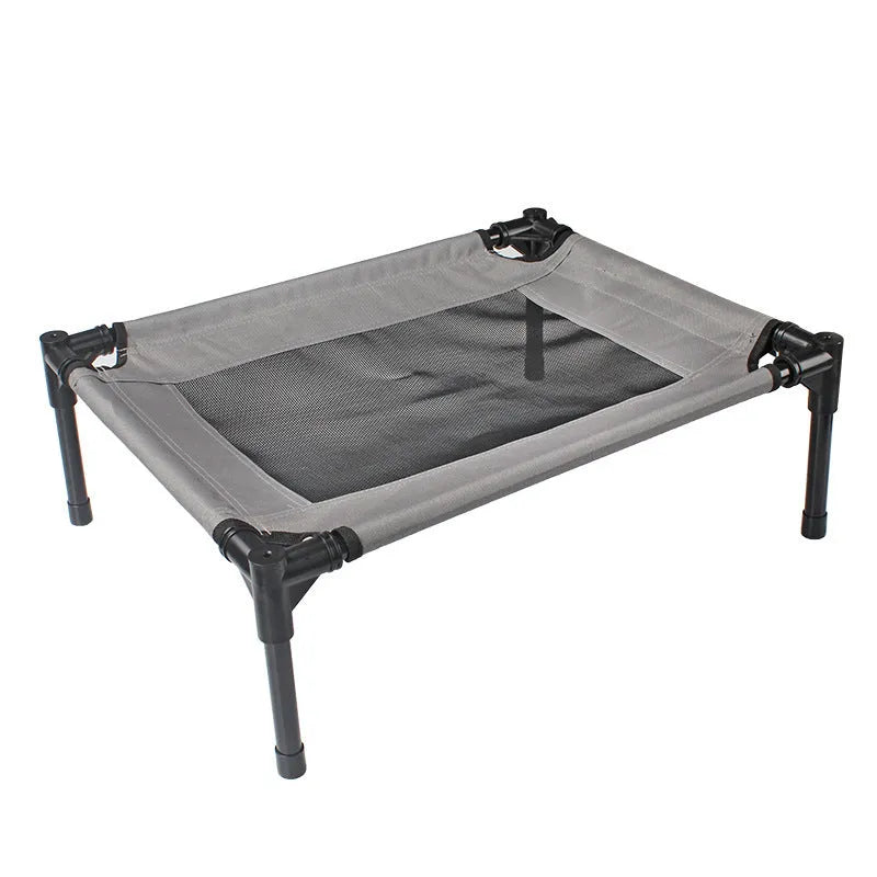 Grey Oxford cloth dog trampoline bed with iron frame, size 55x43x18cm, for small dogs