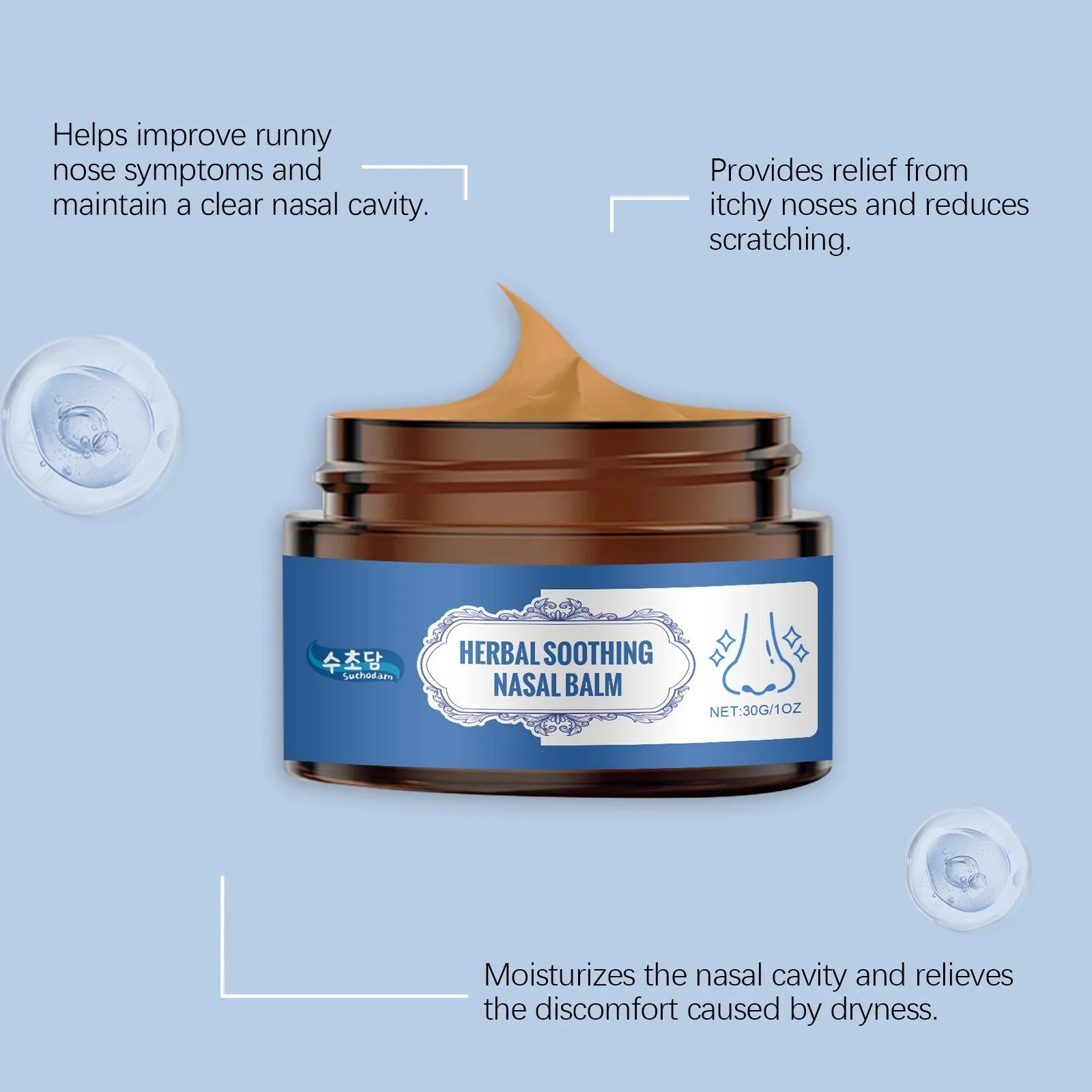 30g tube of nasal care cream with mint xanthium magnolia and cinnamon oil for daily nose cleaning