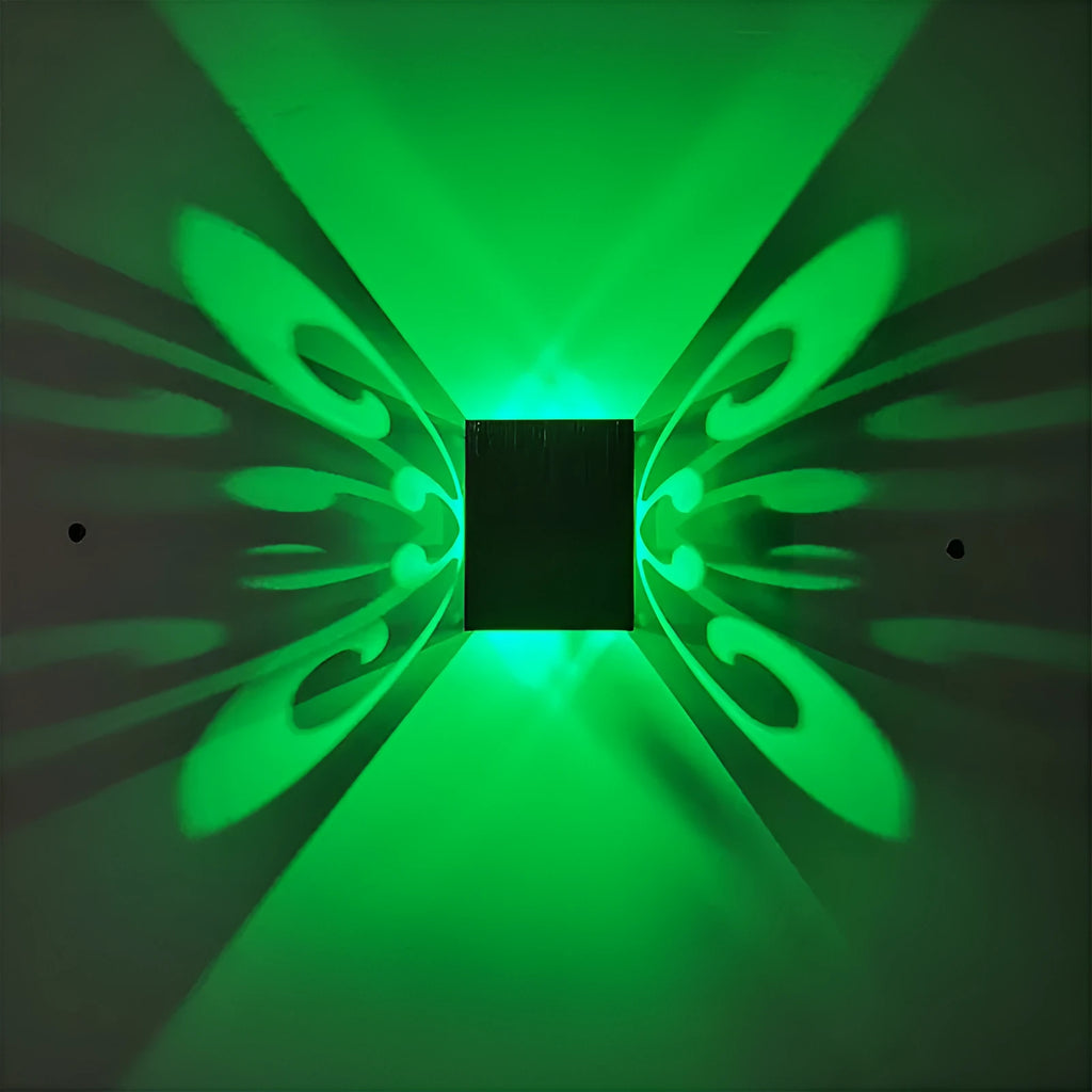 Modern aluminium butterfly-shaped LED wall lamp with remote control for colour changing