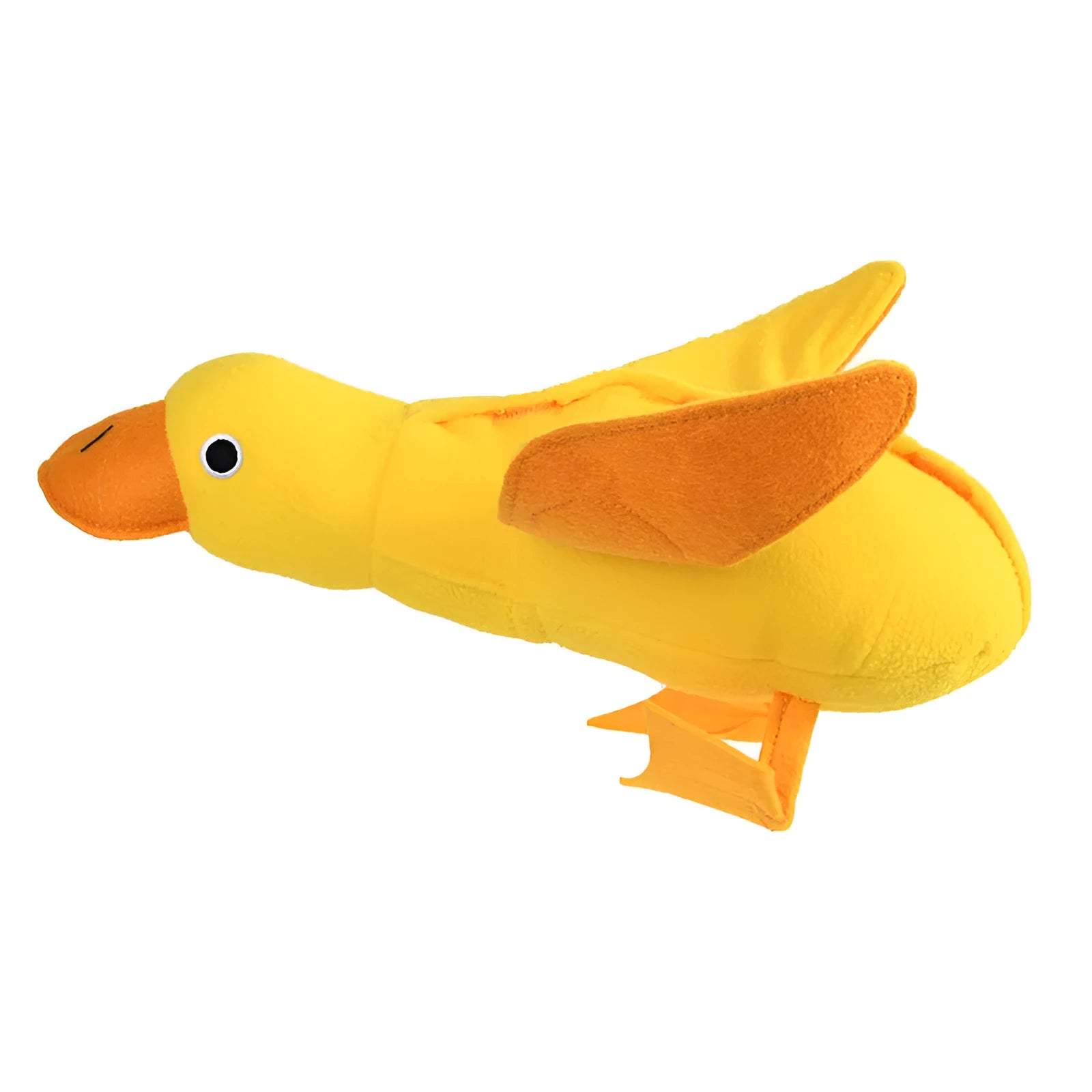 Yellow teddy dog toy with duck attachment and sound module for training and teeth stimulation