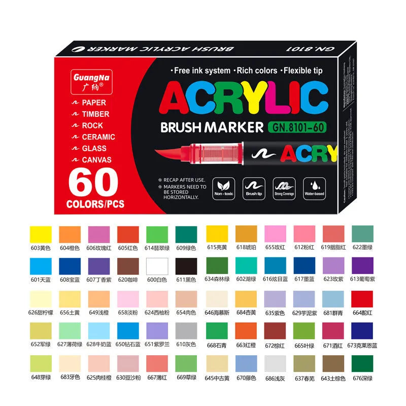 Set of acrylic paint marker pens with soft tips for graffiti and hand painting art