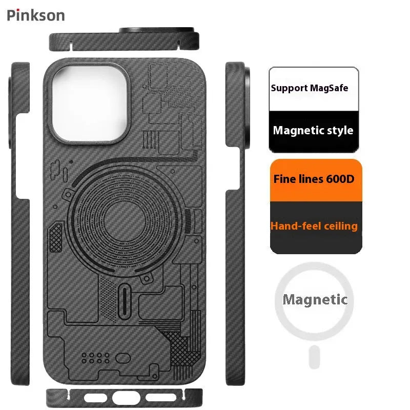 Aramid fibre ultra-thin frosted phone case for iPhone 12 series in black 1500D weave