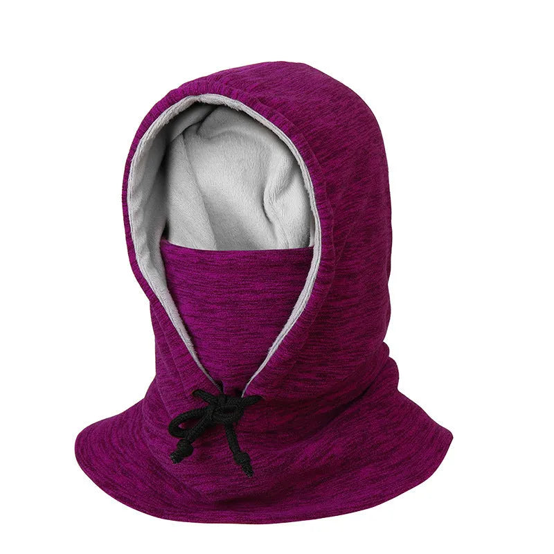 2-in-1 winter cycling hat scarf unisex cotton satin dome cap windproof cold-proof black blue light grey navy wine red