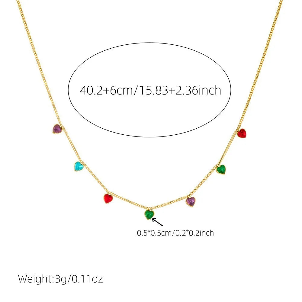 Gold-plated heart necklace on adjustable stainless steel chain