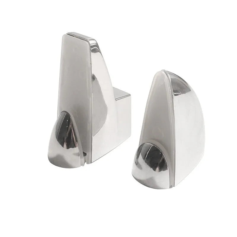Electroplated metal adjustable clip holder for glass partitions and display panels.