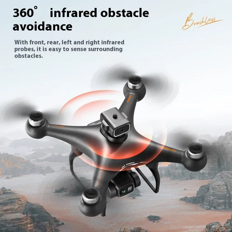 Black HD brushless motor UAV drone with four-side obstacle avoidance and camera