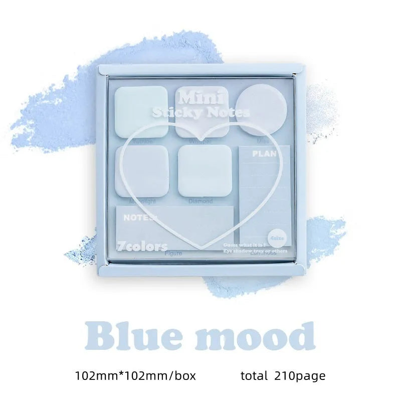 Paper post it note box with 210 sheets in blue coffee green purple colours